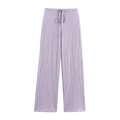 Detail of light purple textured fabric wide-leg pants with elastic drawstring waist - Light Purple Pants