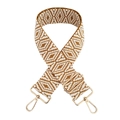 Adjustable geometric diamond woven strap with gold metal buckles for crossbody bags - Light Brown