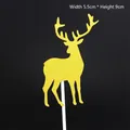Golden glitter reindeer cake topper for birthday party decoration, size W 5.5cm x H 9cm - Elk Gold