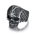 Herren Punk-Stil Edelstahl Totenkopf Ring mit dunkel silberner Metalloberfläche - Antik Silber / US-Größe 7