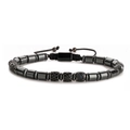 Schwarzes Hämatit-Perlenarmband für Herren mit verstellbarer Kordel und Kristall-Zwischenperlen - Hämatit Schwarz