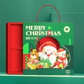 Scatola regalo di Natale con 4 scomparti, design rosso-verde e stampe di renne - Babbo Natale Pupazzo di Neve E Alce (Spedizione Piatta)