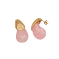 Rosafarbener Tropfenohrring mit Marmorstruktur und elegantem goldenem Metallteil - Rosa