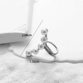 Detail view of butterfly ear clip dimensions showing 2.08cm length and 1.56cm width - Pearl Style / 1# Silver