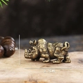 Statuetta di rinoceronte in ottone antico, decorazione da scrivania miniatura 3,7 cm - Rinoceronte Stile A