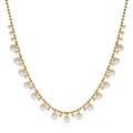 Minimalist 925 sterling silver necklace with freshwater pearls and zircon in golden finish - Freshwater Pearl with Zirconia Accent Necklace (Gold)