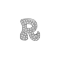 Silver micro-pave letter R charm pendant featuring brilliant round-cut cubic zirconia - Silver R