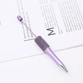 DIY beadable pen with elegant purple rhinestones and silver metal tip for office - Morandi Purple