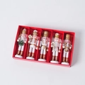 Set of 5 white and gold Christmas nutcracker ornaments in a red decorative gift box - Gold White (5PCS Set)