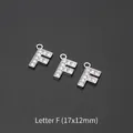 Silver letter F charm with white rhinestones, 17x12mm pendant for DIY jewelry making - Letter F (10 Pcs)