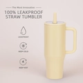 Light yellow 40oz insulated straw tumbler with leakproof lid and portable handle - 40oz / Light Yellow