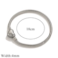 Silver stainless steel snake chain bracelet featuring heart clasp and 18cm length - Big Heart Happy / 18cm