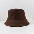 Classic dark brown cotton bucket hat in a minimalist solid color design for daily wear - Coffee