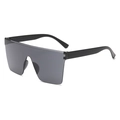 Fashion oversized shield sunglasses with flat top and dark grey lenses for UV protection - C01 Full Grey