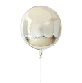 Spherical silver 4D aluminum foil balloon with a metallic reflective finish on white background - 22 Inch / Silver