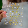 Self-adhesive Valentine's Day nail stickers with gold laser hearts and Cupid designs - Cupid's Arrow Style (XZ-D2308) / Gold