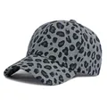 Gray leopard print corduroy baseball cap with structured six-panel design and curved brim - Adjustable / Gray