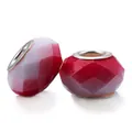 Faceted red and gradient crystal large hole beads for DIY charm bracelet making - Red White Gradient Faceted
