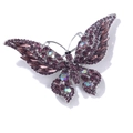 Detail of vintage butterfly brooch with purple crystals and AB gems on silver base - Silver Purple