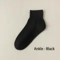 Classic black short socks for women, comfortable pure cotton material, perfect for daily wear. - One Size / Quarter / Black