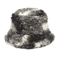 Gros plan sur la texture épaisse en laine d'agneau tie-dye d'un bob d'hiver chic - M (56-58cm) / Gris