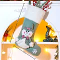 Green 3D snowman Christmas stocking with white faux fur trim and snowflake embroidery - Snowman Christmas Stocking