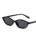 Occhiali da sole ovali stretti retrò in nero lucido stile vintage Y2K per ragazze - Montatura Nera / Lenti Nere