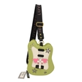 Borsa a tracolla verde chiaro a forma di chitarra con stelle e ampia tracolla stampata - Verde