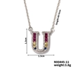 Letter U pendant necklace in silver copper with colorful inlaid rhinestones - Letter U Style (N00445-11)