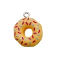 Orange resin donut pendant charm with red and silver sprinkles for DIY jewelry - 1Pc (18x21mm) / Yellow Donut