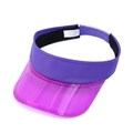 Women's purple PVC sun visor hat with adjustable velcro strap and translucent brim - Purple
