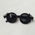 Kids bat-themed round sunglasses in black with UV400 protection and fun holiday design - Black