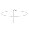 Minimalist S925 sterling silver flat mariner chain with adjustable lobster clasp - Silver (1.3mm Width 21.5+5cm Length)