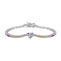 S925 sterling silver tennis bracelet featuring multi-color stones and heart cubic zirconia - 925 Silver / Heart Main Stone Style-18cm (DY150229)