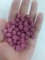 Detailed view of pink Shamballa clay beads with crystals for DIY jewelry making - 10mm / Rose Red