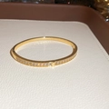 Détail d'un bracelet jonc doré orné de deux rangées de zircons brillants et fermoir - Style Pavé de Zircons Double Rangée à Charnière (6012643128198)