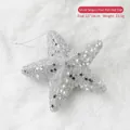 Silver sequined star ornament for Christmas tree, sparkling festive hanging decor 15x14cm - Silver Glitter Star Hanging Ornament Type 1