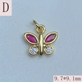 Macro shot of 9.7x9.1mm butterfly charm with red stones and white zirconia detail - Butterfly D - Red & White Zircon / 9.7*9.1mm