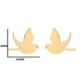 Minimalist gold bird stud earrings featuring a polished swallow design, size 8mm by 10mm - Flying Bird / Gold