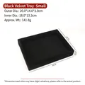 Small black velvet jewelry display tray for rings and earrings in a rectangular design - Small Empty Tray