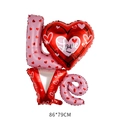 Pink and red LOVE bear heart balloon made of aluminum foil for Valentine decoration - Connected Heart LOVE