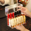Staubdichter Lippenstift-Organizer aus Acryl mit Fächern und transparentem Deckel - 18 Fächer Glatte Oberfläche mit Deckel