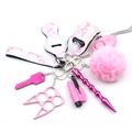 Pink marble neoprene self-defense keychain kit with wristlet and various accessories - Pink Marble