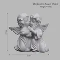 White resin hugging angels statue decor 8x7.5cm European style desktop ornament - Embracing Angels (Right)