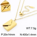 Golden envelope locket necklace opening to reveal Love engraving on a 400mm chain - Gold Envelope Necklace (KN281759-SP)