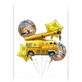 Set de 5 globos de papel de aluminio de grúa de construcción para fiesta de niños - Grúa Juego de 5