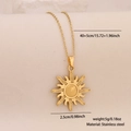 Creative gold sun pendant necklace in stainless steel with detailed size and weight specs - 1# Gold Sun (2.5cm)