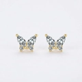 Elegant gold butterfly stud earrings with sparkling cubic zirconia on white background - 925 Silver / Gold