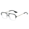 Vintage Piloten-Sonnenbrille mit schwarz-transparentem Rahmen und silbernen Metallbügeln - Schwarz & Transparent Geteilter Rahmen Klare Gläser