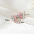 Silver bow pendant connector with pink zircons measuring 15.2mm for jewelry making - Palladium / Pink Zirconia